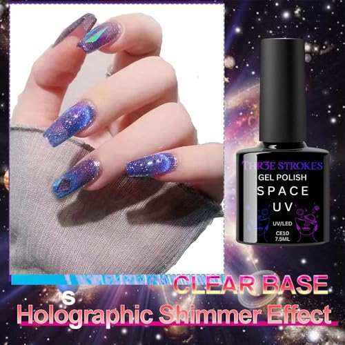 Image of THR3E STROKES 9D Glitter Cat Eye Magnetic Nail Polish Gel Art Manicure DIY at Home Soak Off UV7.5ML (CE10, 7.5ML)
