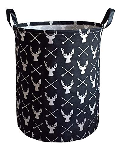 Image of KUNRO Large Sized Storage Basket Waterproof Coating Organizer Bin Laundry Hamper for Nursery Clothes Toys (Deer)