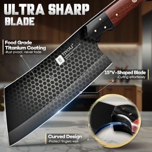 TIVOLI Meat Cleaver Knife 7 inch - Black Butcher Knife for Meat Cutting - Image 3