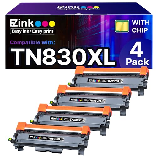 E-Z Ink Compatible Toner Cartridge Replacement for Brother TN830XL TN 830 TN830 Toner Cartridges for HL-L2460DW DCP-L2640DW HL-L2480DW HL-L2400D HL-L2405W MFC-L2820DW Printer (4 Black) -  E-Z INK for TN830XL TN830 XL Toner