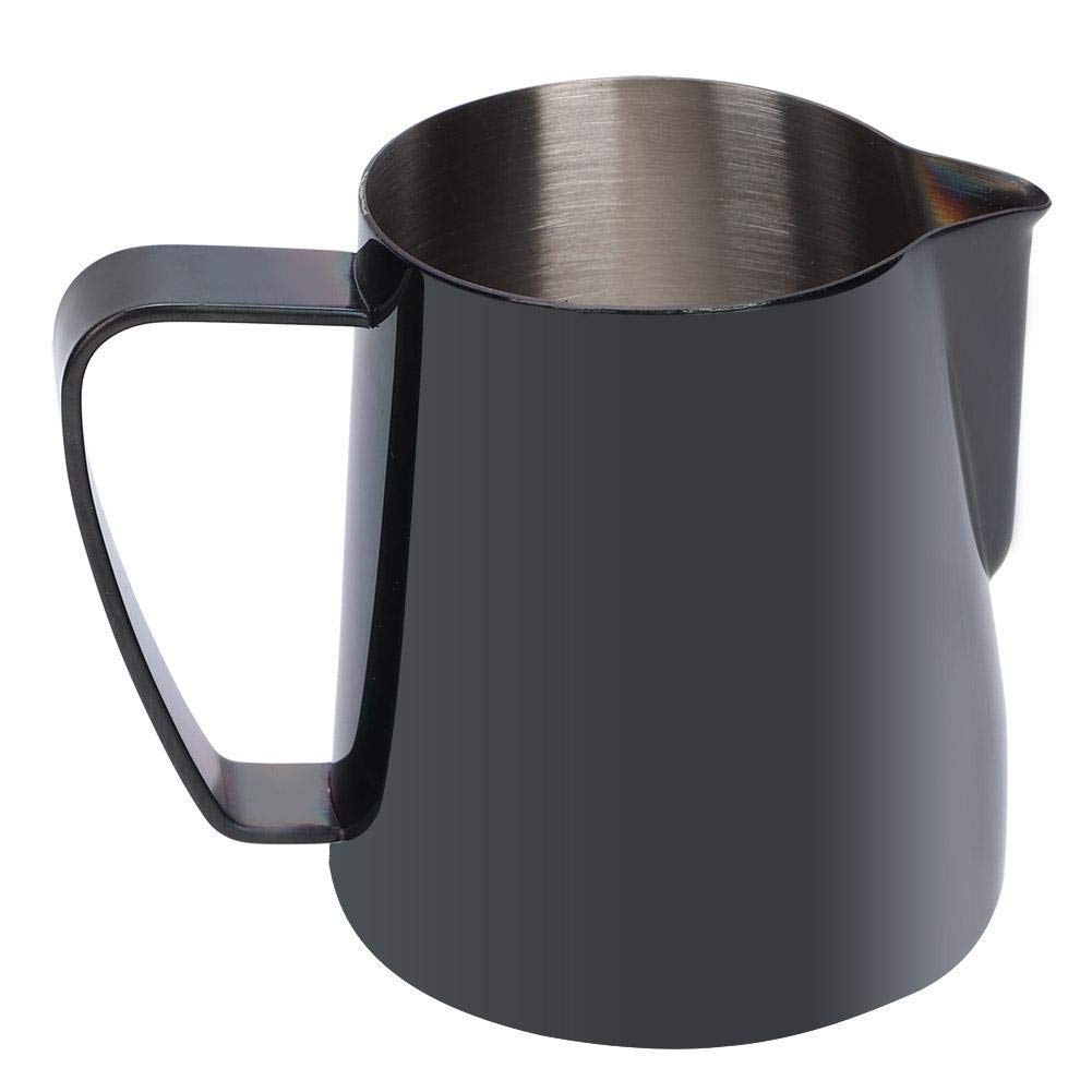 350ml Milk Jug, Stainless Steel Milk Frothing Pitcher Milk Cup for Making Latte Art(Black)