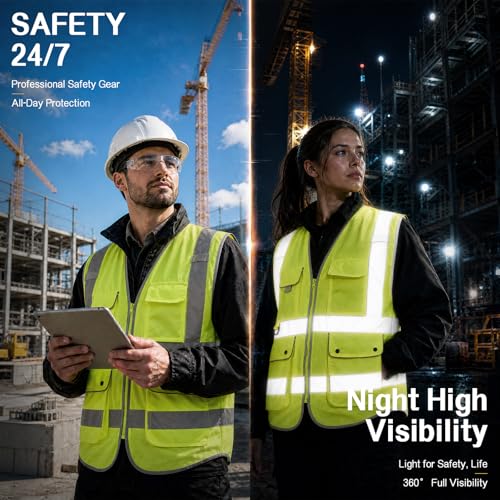 Image of XIAKE Reflective Safety Vest for Men & Women High Visibility Class 2 Vest with Pockets Meets ANSI Standards