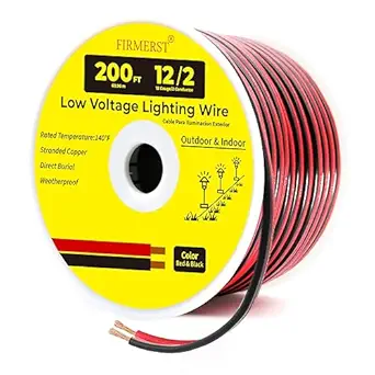 FIRMERST 12/2 Low Voltage Lighting Cable Red & Black 200 Feet