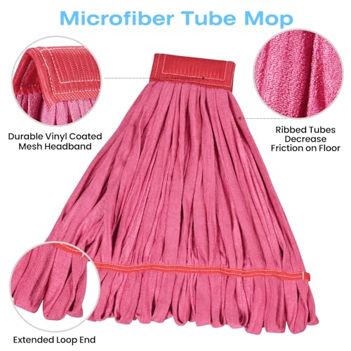 Image of Matthew Cleaning Microfiber Tube Mop(Large,Red,3Pack) Heavy Duty Mop Head Replacement,Excellent Absorbency,Premium launderability,Reusable,Loop end for Home,Commercial and Industrial Use