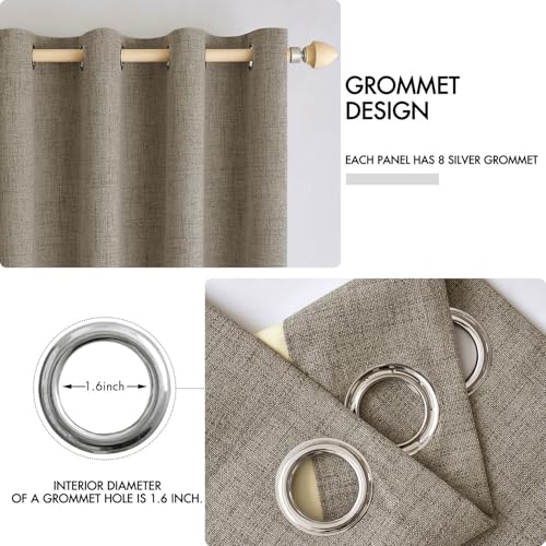 Image of MIULEE 100% Blackout Linen Textured Curtains for Bedroom Solid Thermal Insulated Faux Linen Grommet Room Darkening Curtains & Drapes Luxury Decor for Living Room 52 x 108 Inch (2 Panels)