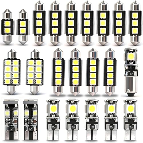 Kit Ampoules LED Voiture 23pcs Sans Erreur – Blanc Xénon 6000K T10 W5W & C5W 31/36/42mm, Éclairage Intérieur Auto, Plafonnier, Coffre, Plaque Compatible...