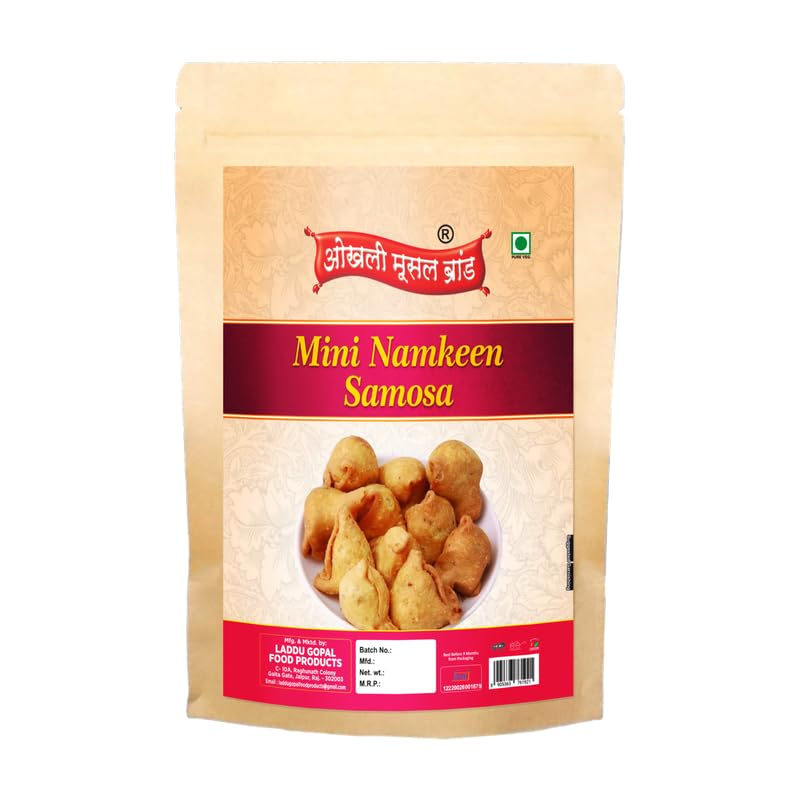 OKHLI MUSAL BRAND Foodie Favourite | Dry Samosa//Mini Samosas Spicy and Crispy Triangles | Tasty and Authentic Dry Mini Samosa Nashta | Filled with daal and spices Fry in Earthnuts oil-900g*1Pack