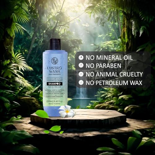 Image of Professional Lustro Wash Daily Radiance Shampoo | Argan Oil Shampoo for Hair Growth, Dry, Frizzy & Damaged Hair | SLS /SLES & Paraben Free | Professional Salon Shampoo | 250ml