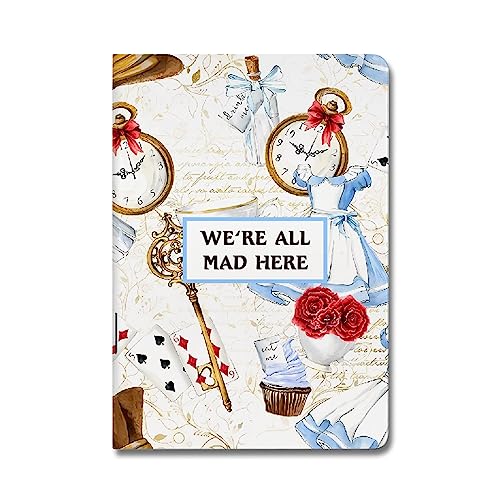 Alice Gift Alice in Wonderland Faux Leather Journal Notebook Secret Quote Line Writing Diary Alice Fans Gift Alice Fairy Tales Gifts Cheshire Cat Gift (We’re all mad here-Alice)