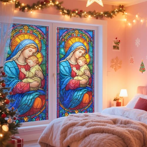 Película para ventana navideña con diseño Holy Family 44x100 cm miniatura 6