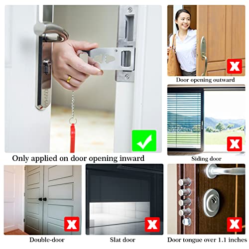 2Loch Tür Sicherheitskette, Tragbares Türschloss Kettenschloss,Türsicherung Kettenschloss,Reiseschloss,AirBNB Schloss für Zusätzliche Sicherheit, Sicherheitsschloss für Reisen, Hotel, Zuhause, Wohnung