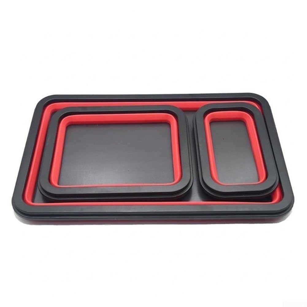 Bandejas de silicona imantadas antideslizantes con almacenamiento plegable para taller