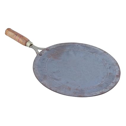 RAJ SAKHI Iron Big Dosa Tava with Round Bottom (Black_Small)