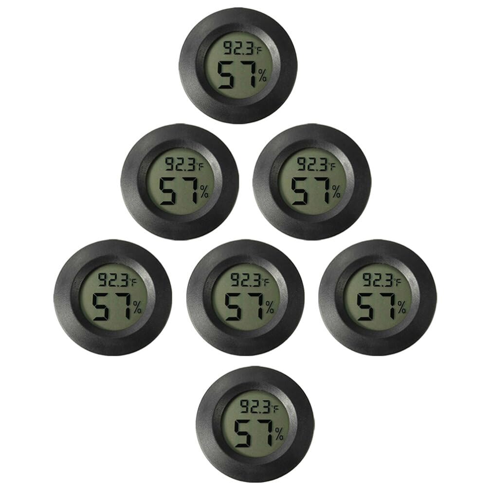 iplusmile 7pcs Mini Digital Hygrometer Thermometer for Terrarium Accurate Humidity Sensor Temperature for Reptile Tank Compact Easy to Read Display Construction