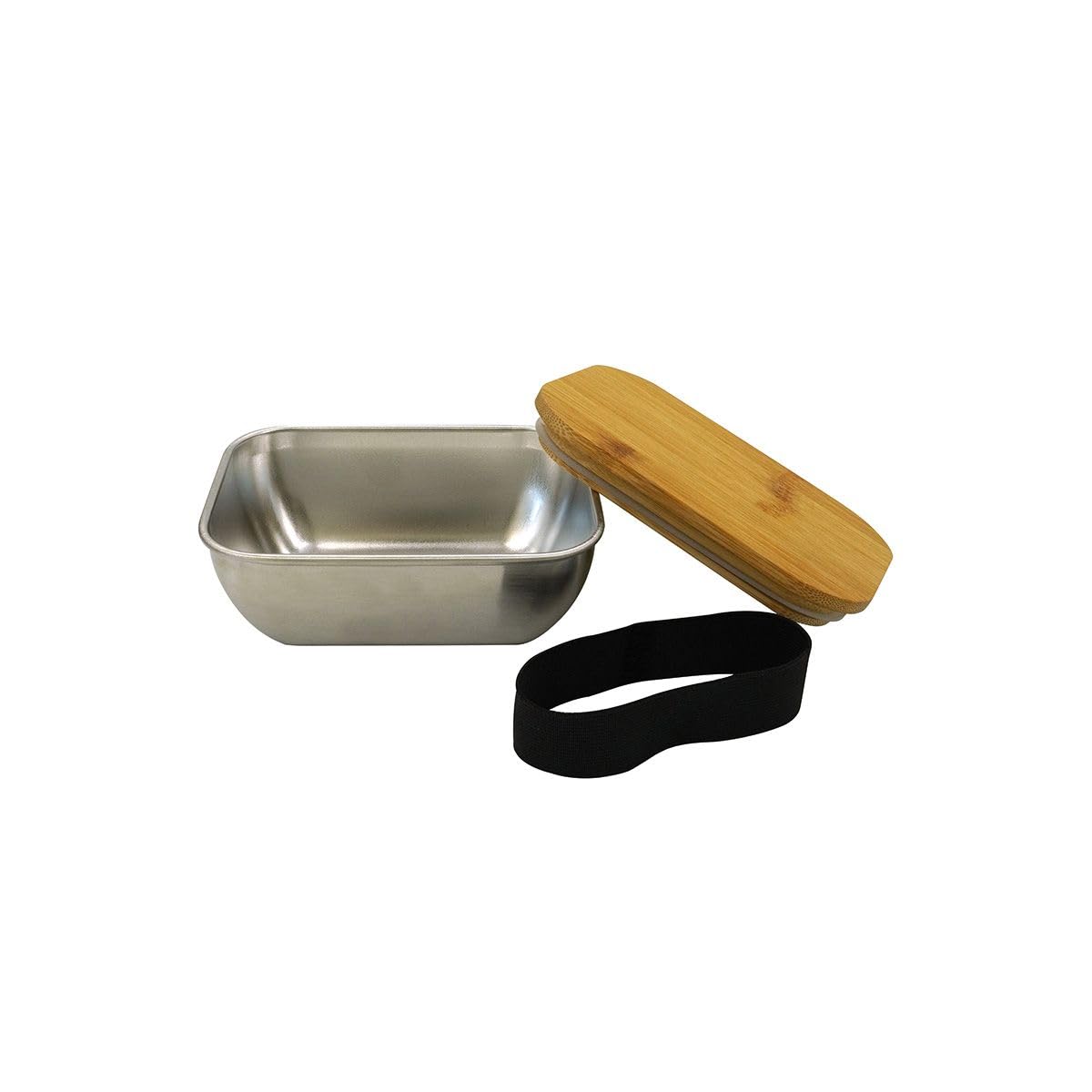 Fackelmann 683333 Lunchbox pour Micro-​Ondes en INOX 400ml, Boite Repas pour Le midi, Acier Inoxydable, Couvercle en Bambou, 13x10x5,​5cm