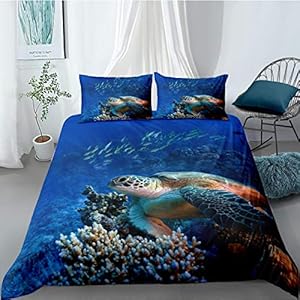 LucaSng Dekbedovertrek Beddengoed 3-Delige Set Vis schildpad zee landschap Lits Jumeaux 240x220cm Familie Slaapkamer…