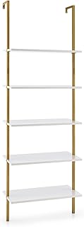 COSTWAY 5-Tier Ladder Shelf, Wall Bookcase Di...,