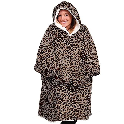 XANAYXWJ Manta con Capucha de Gran tamaño, Sudadera con Capucha Sherpa con súper Bolsillos, Manta con Capucha Gigante súper cálida y acogedora, cómoda Manta de Lana Gruesa para Adultos, Talla