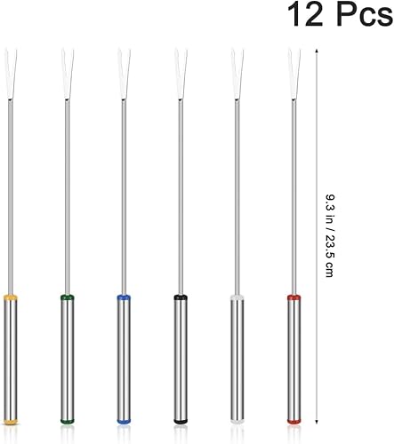 Miniatura 2 de STOBAZA 12 tenedores de fondue de acero inoxidable de 9.4 pulgadas, palitos de fondue de queso, utensilios de cocina, tenedores de alimentos con