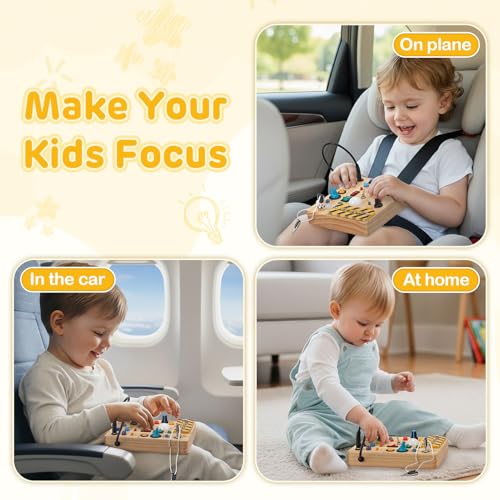 LED Busy Board for Toddlers 1-3,Montessori Sensory Toy with Key Switch and Plug, Light Up Wood Activity Switch Board for Fine Motor Skills, Educational Travel Toy Gift for 1 2 3 Year Old Boys Girls - Image 7