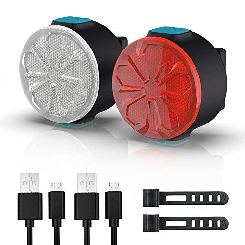 EBUYFIRE Luz Bicicleta Recargable USB, Luces Bicicleta LED Delantera y Trasera,12 Modos con Función de Memoria On/Off,IPX5 Impermeable,Luces Seguridad para Ciclismo de Montaña y Carretera