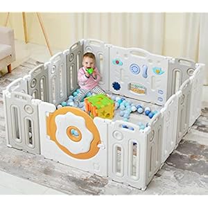 Albott 14 Panels Donut Baby Playpen Safety Sturdy Kids Play Center Yard, Kids Activity Center for Indoor Outdoor…