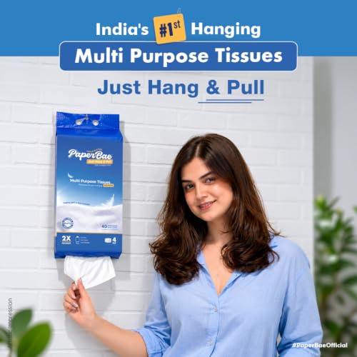 Image of IMPORTED Paperbae Advance Multi-Purpose Hanging Tissues, 4-Ply, 300 Pulls | Hang & Pull Design | 4D Embossed Texture | 100% Virgin Wood Pulp | 2X Stronger & Highly Absorbent
