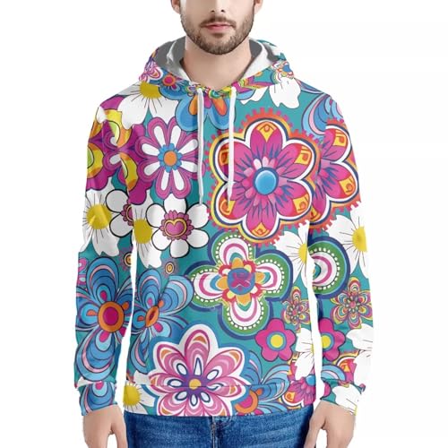 Image of Forchrinse Green Palm Tree Sea Beach Mens Hoodies Pullover Long Sleeve Fleece Hoodie Cozy Sport Casual Outwear