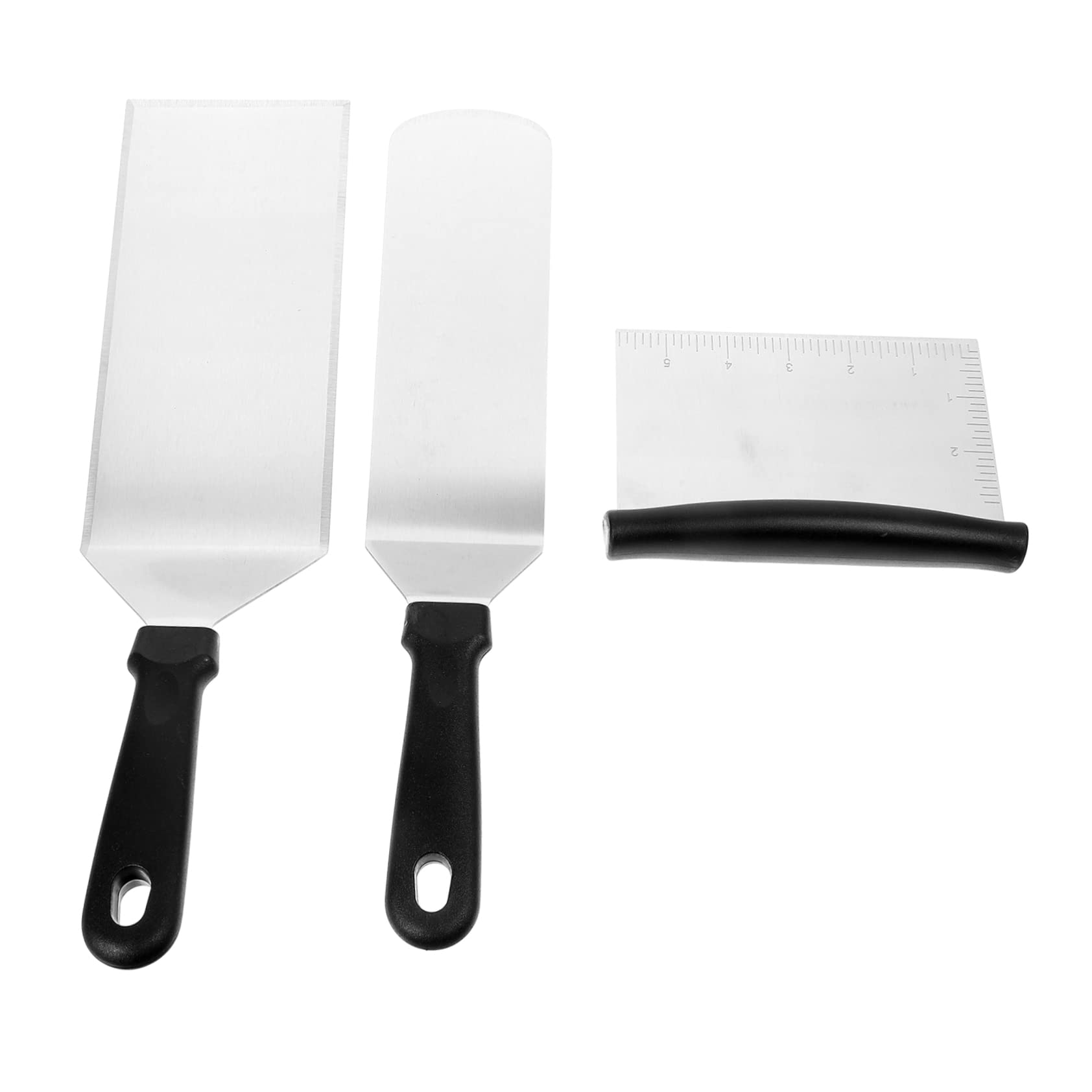 Spatules à Steak Inox 3 Pièces Manche Plastique Résistant – Ustensiles la Cuisine Multifonction pour Barbecue, Plancha, Cuisson – Outils Professionnels Usage Domestique