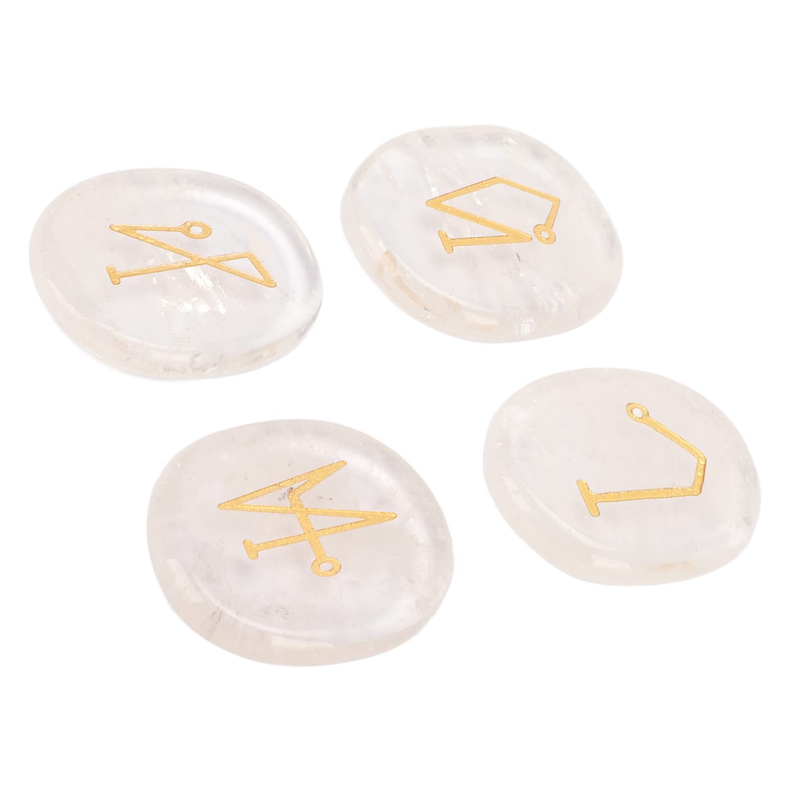 UBEF Healing Rune Stones, Flat Polished Glossy Rune Stones Crystal for Reiki Balance (White)