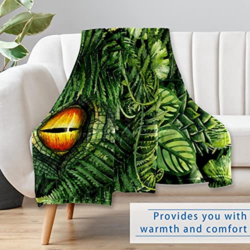 Couverture dinosaure chaude anti-courants d'air imprimé vert tropical pour canapé