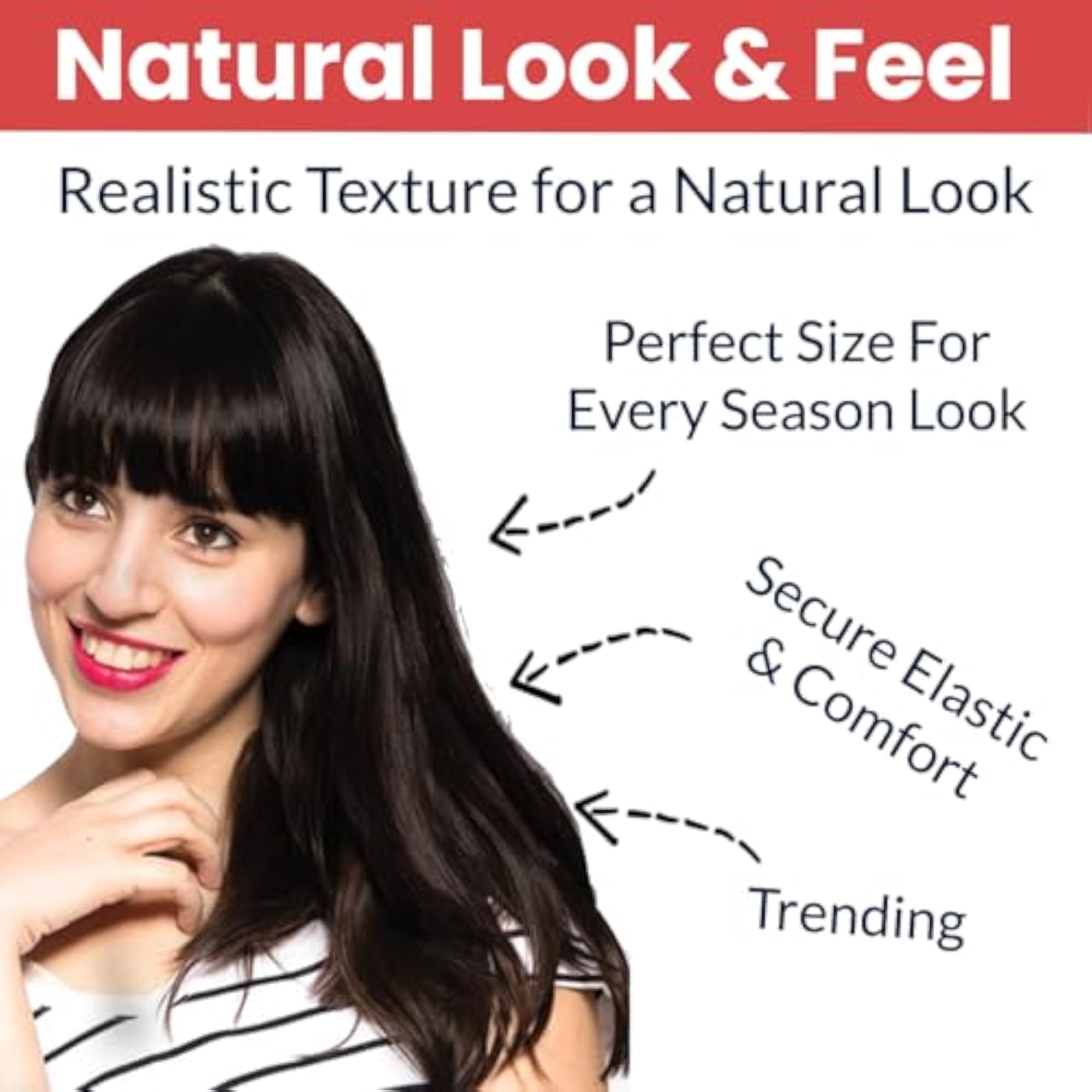Front Bangs Hair Extensions for Women & Girls, Clip-On
