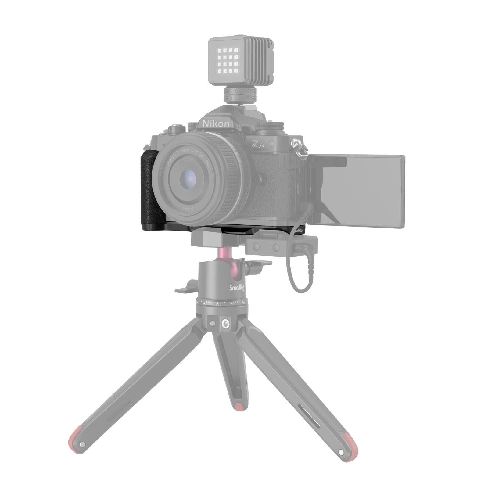 SMALLRIG Handgrip L-Shape Grip Aparatu dla Nikon Z fc, uchwyt boczny w stylu retro z gwintowanym otworem 1/4"-20, zimna stopka, płytka szybkiego uwalniania dla Arca, lekki i wygodny (czarny) - 4263