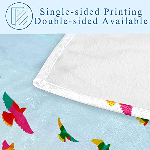 Couverture douce motifs oiseaux : jeté de lit chaud multi-usage 150x100 cm - 5