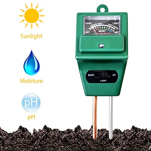 Soil PH Meter,3-in-1 Soil Moisture/Light/pH Tester,Soil Test Kit Gardening,Digital Indoor/Outdoor Soil Moist Testing
