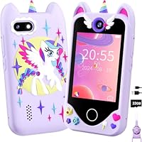 Kinder Handy Smartphone Mädchen Geschenke - Weihnachten Geburtstag Geschenke ab 3 4 5 6 Jahre Mädchen, Kinderhandy Spielzeug mit Touchscreen, Dual-Kameras, Lernen, Musik-Player (Lila)