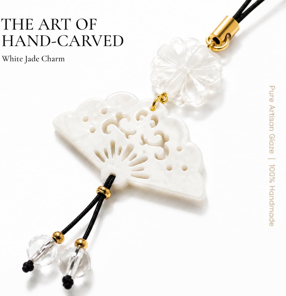 BUNNYTOO 2Pcs Handmade Phone Charm Good Luck White Jade Beaded Camera Cell Phone Strap Bag Charms Decor for Women Y2K Accessories Keychain Pendant Gift image 5