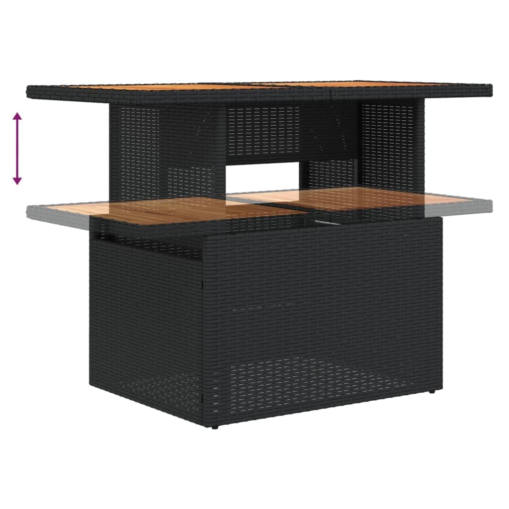 Generico Tavolo da Giardino Nero 100x55x73 cm Polyrattan e Legno Acacia,Nero,13.6kg,365976