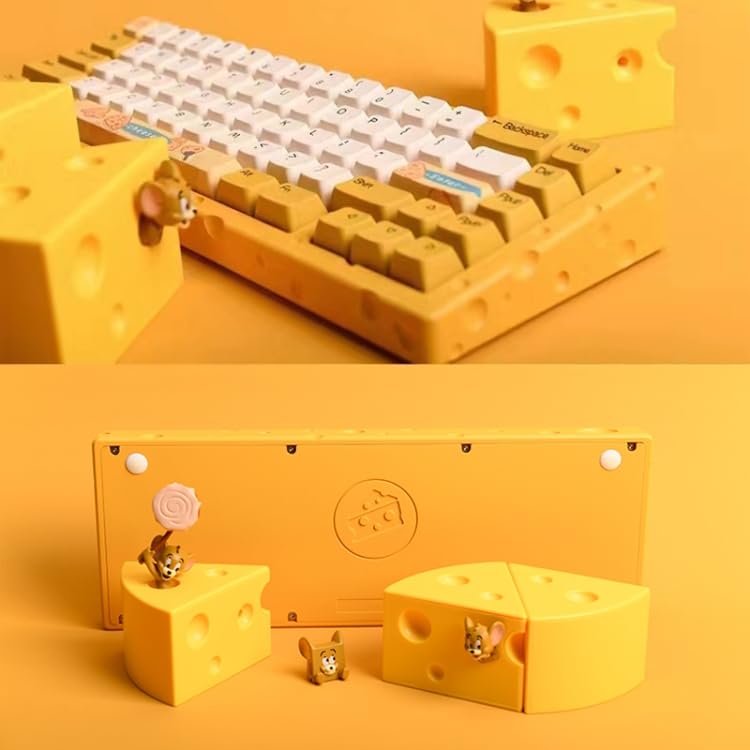 ELECTROPRIME Ajazz AC067 Mechanical Keyboard with decorative cheese elements.