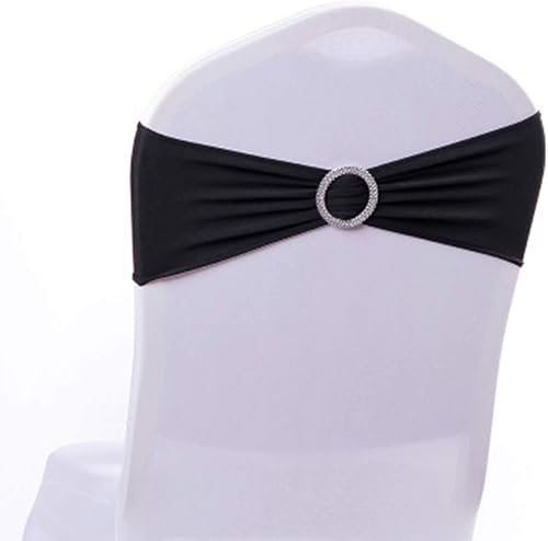 Tosnail Paquete de 50 bandas de elastano para sillas de boda, decoración de sillas de fiesta, color negro