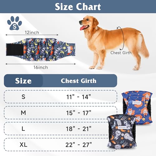 Image of 3 Pack Dog Diapers Male Reusable, High Absorbing Washable Dog Wraps, Male Dog Belly Band for Dogs with Incontinence or Frequent Urination(Large, Fox)