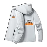 ASUIU K.T.M Chaqueta con capucha para hombre, ligera, con capucha, chaqueta de entretiempo resistente al viento, para exteriores y uso diario, gris, M