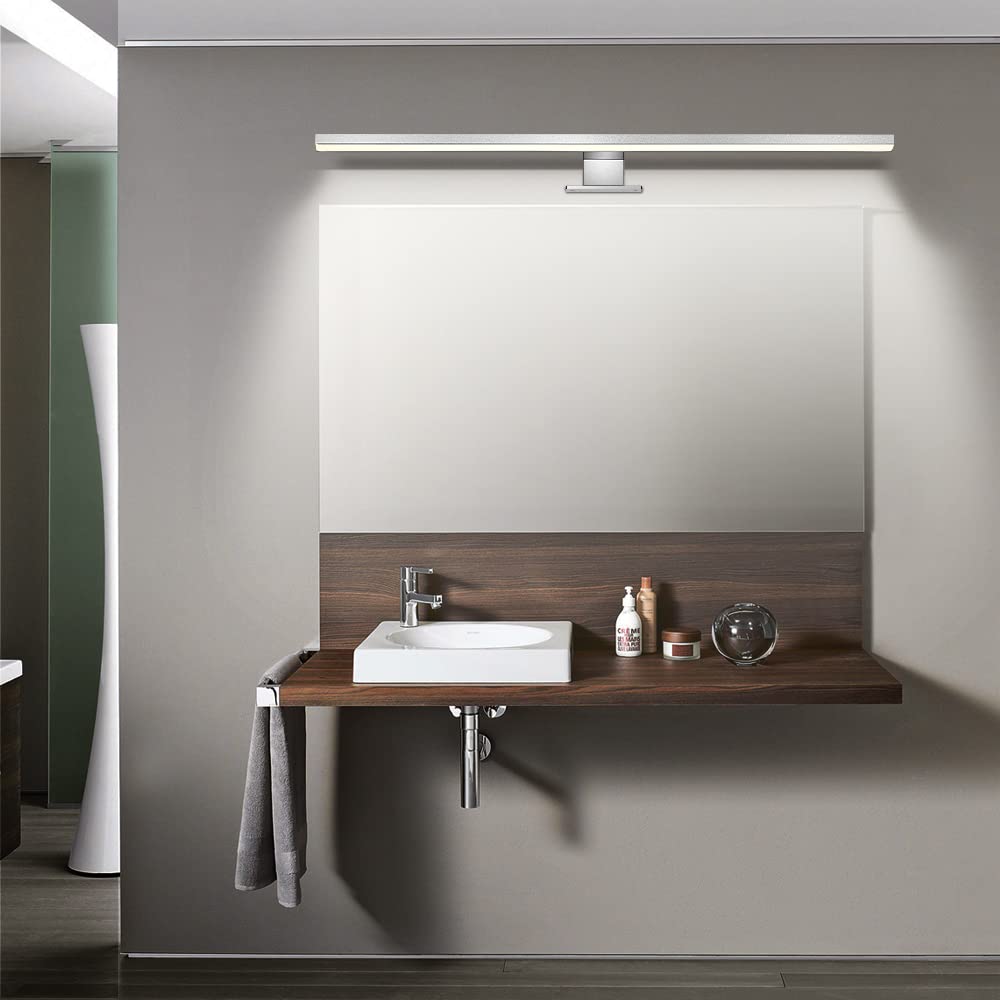 ERWEY 8W Lampada da Specchio Led per Bagno, 4000K Bianco Neutro 60cm 680lm, Lampada da Armadio IP44, Luce da Bagno per Spechio in Alluminio Luce per Trucco 230V (600mm)