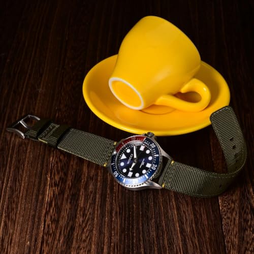 Image of WOCCI Nylon Watch Bands, Contrast Woven Design, Quick Release, Stainless Steel Buckle, Band Width 20mm 22mm 24mm 26mm