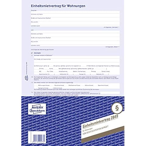 Avery Zweckform 2849 arrendamiento unidad para apartamentos Cover