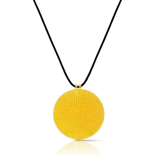 18K Gold-Plated Disc Pendant Necklace - Textured Round Sweater Necklace, Boho Minimalist Jewelry for Women, Ideal for Fall/Winter Outfits