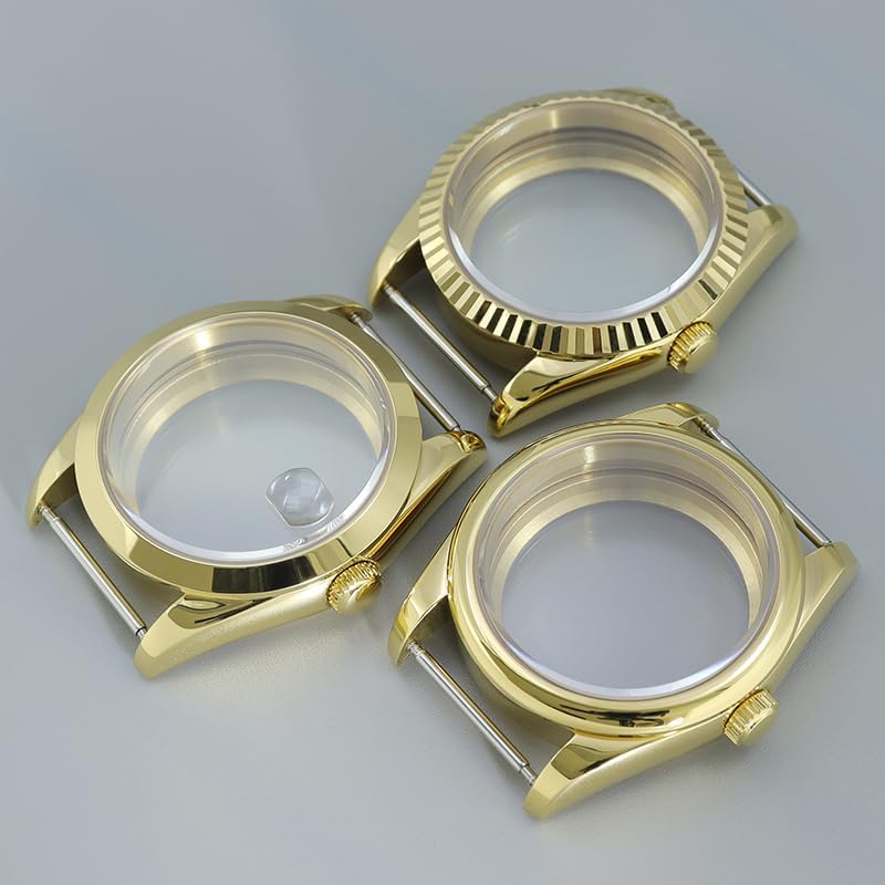 36/39mm 316L Stainless Steel Gold Mechanical Watch Case Sapphire Glass for NH35 34 36 38 Miyota8215 Movement