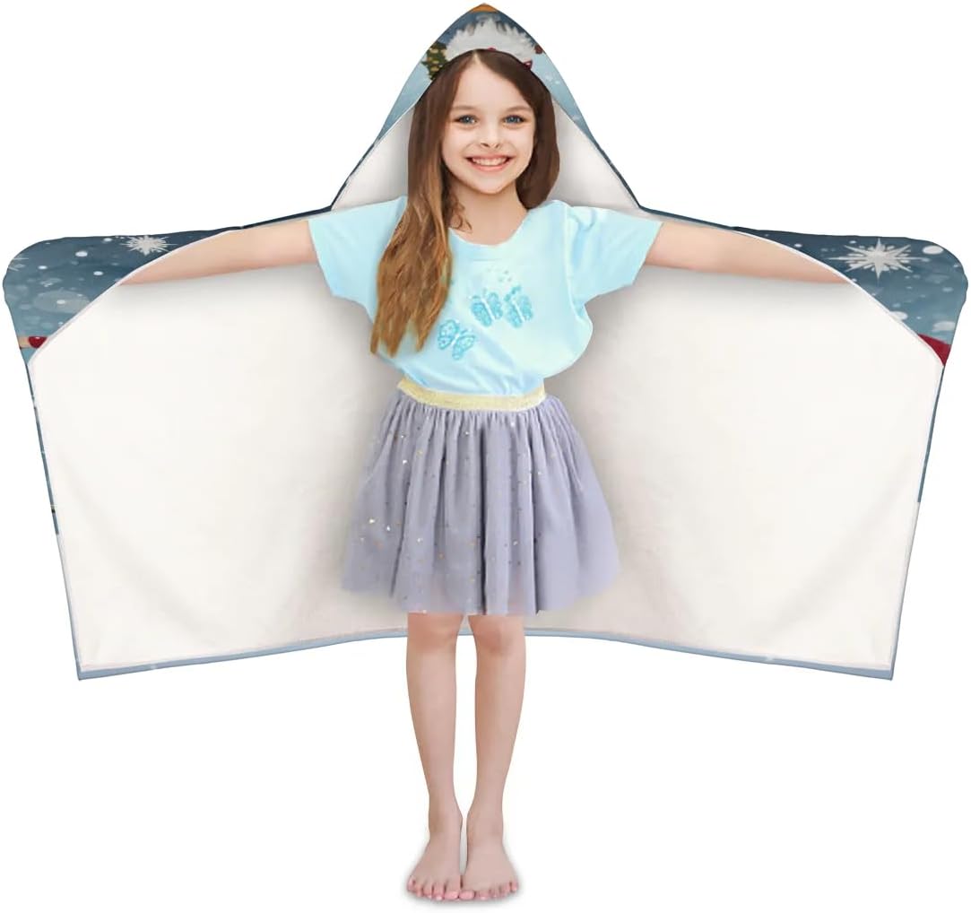 Pardick Kid Bath Towels Winter Gnomes Kids Towel with Hood for Girls Boys Beach Towel Pool Cover Up Soft Absorbent Toddler Hooded Bath Towel for Shower, Beach, Pool