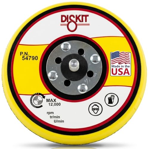 Diskit Core Series 5 Inch Replacement Sanding Pad, Hook & Loop, 5/16″-24 Male, Soft, Standard Profile, 0 Holes