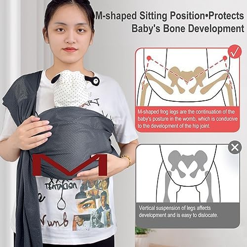 Miniatura 9 de CUBY Portabebés de agua de malla transpirable, portabebés con anillo ajustable, portabebés para verano, piscina, playa (gris)